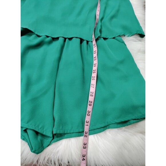 Gibson x Living in Yellow Dahlia Sleeveless Layered Romper Green Women's Size S - Picture 11 of 16